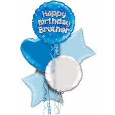 Happy Birthday Brother Blue Foil Balloon Bouquet